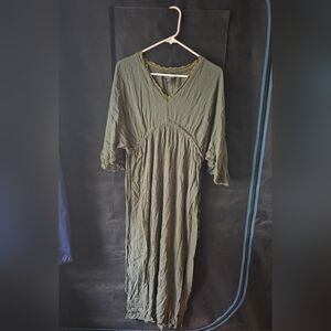 Angie 100% Rayon 3/4 Length Sleeve Maxi Dress Perfect For Ren Faires!